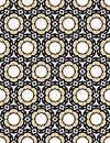 Bold hand drawn circle flower dot quilt. Vector pattern seamless background. Symmetry geometric abstract illustration Royalty Free Stock Photo