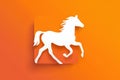 Bold Horse Icon with Gradient Orange Background and White Cutout Border Royalty Free Stock Photo