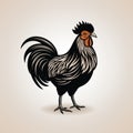 Bold And Humorous Black Rooster Tattoo Design On Beige Background