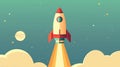 A bold illustration of a rocket soaring through the sky, capturing the thrill of space exploration and adventure Royalty Free Stock Photo