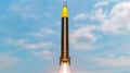 A bold illustration of a rocket soaring through the sky, capturing the thrill of space exploration and adventure Royalty Free Stock Photo