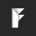 Bold letter F logo initial, black and white gradient typography design mockup, sharp geometric shape