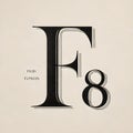 Bold Letter F8 on Plain White Background Clean and Minimalist Design Royalty Free Stock Photo