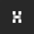 Bold letter H logo initial monogram 3d stripe shape, white gradient emblem for business card, creative tech design element