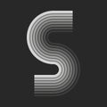 Bold letter S monogram logo initial, gray parallel ribbons creative multilayers pattern, 3d paper cut style design emblem,