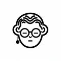 Bold Line Work: A Cartoon Character And Glasses Head Icon In Gerda Taro Style