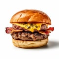Bold Linework Bacon Cheese Burger With Large-scale Photography Royalty Free Stock Photo