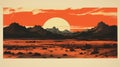 Bold Lithographic Desert Scene: Yellowstone National Park Postcard
