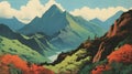Bold Lithographic Mountain Range Postcard - Haleakala National Park