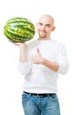 Bold man with watermelon