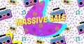 Bold Massive Sale Advertisement in Retro Eighties Style 4k