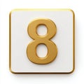 Golden Number 8 Symbol On White Square With Golden Border Isolated On White Background Royalty Free Stock Photo