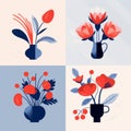 Bold And Minimalist Floral Bouquet Illustrations In Pastel Colors