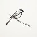 Bold And Minimalistic Bird Drawing On Branch Royalty Free Stock Photo