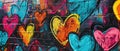 Bold And Modern Graffitistyle Hearts In Neon Colors Royalty Free Stock Photo