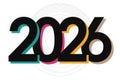 Bold and Modern 2026 Typography Design with Overlapping Colors for New Year Graphics and Creative Projects Royalty Free Stock Photo