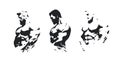 Bold muscular silhouettes - monochromatic character design. Strong bodybuilder icons for gym-goers and fitness Royalty Free Stock Photo