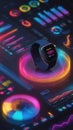 Futuristic Smartwatch with Data Visualization and Glowing Rings Royalty Free Stock Photo