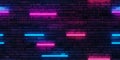 Bold neon light pattern against a textured brick wall in vibrant colors Royalty Free Stock Photo