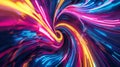 Bold neon lines intersect and swirl in a chaotic yet harmonious explosion of color