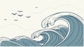 Bold Ocean Wave Art with Minimalist Style, vector design Generative AI Royalty Free Stock Photo