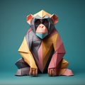Bold Origami Monkey Portrait: Moody 3d Illustration By Cyrus Dili
