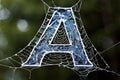 spider web letters a spiders web forms the shape of a w Royalty Free Stock Photo