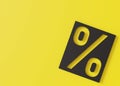 Bold percentage sign on a striking yellow background, ideal for advertising sales, promotions, Black Friday deals, and Royalty Free Stock Photo