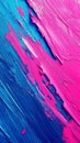 Bold pink and blue brush strokes create a vivid contrast on canvas, embodying fresh, energetic artistic expression.