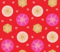 Bold pink and red modern minimal Christmas snowflakes vector seamless pattern background. Royalty Free Stock Photo