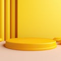 Bold Product Presentation Yellow Podium Mockup on Background Royalty Free Stock Photo