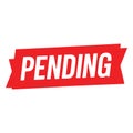 Red banner with black text saying pending on a white background word Royalty Free Stock Photo