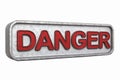 Bold Red Danger Sign with Metallic Texture and Transparent Background for Safety Notifications Royalty Free Stock Photo