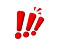Bold red exclamation marks in 3d art