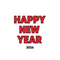 Bold red happy new year text message isolated on white background Royalty Free Stock Photo