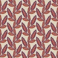 Bold Red Leaves Seamless Pattern Royalty Free Stock Photo