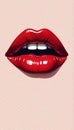 Bold red lip print vector illustration style pattern scarlet Royalty Free Stock Photo