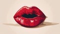 Bold red lips create an eyecatching kiss, captured in a clean vector style on a pure white background Royalty Free Stock Photo