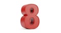 A bold red number eight displayed in a unique three-dimensional style Royalty Free Stock Photo