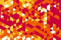 Bold red and orange triangular pixel design with sharp geometric patterns. Abstract background concept