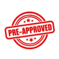 Red Pre Approved Stamp with Three Stars on White Background approval Royalty Free Stock Photo