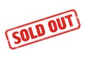 A bold red SOLD OUT rubber stamp design on a clean white background. Royalty Free Stock Photo