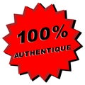 Red Star Illustration featuring 100 AUTHENTIQUE on white background Royalty Free Stock Photo