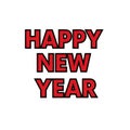 Bold red text happy new year greeting isolated on white background Royalty Free Stock Photo