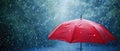 Bold Red Umbrella Braving A Fierce Storm With Determination And Resilience Royalty Free Stock Photo