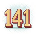 Bold representation of the number 141 displayed against a soft blue background with a textured design Royalty Free Stock Photo