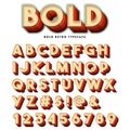 Bold Retro Font Typeface 3D 70s Marquee In Earthtones Isolated
