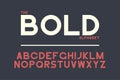 Bold sans-serif font design. Vector alphabet with strong letters. Retro typeface.