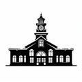 Bold Silhouette Of Clock Tower Building In Northwest School Style