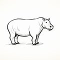 Bold And Simplistic Female Hippopotamus Sketch - James Nares Inspired Art